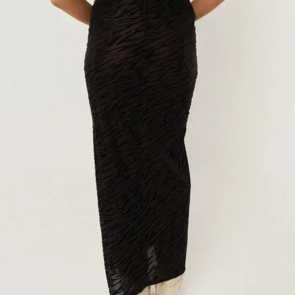 NWOT Size 2 Peppermayo Exclusive - Work It Out Midi Skirt - Burnout Black - Picture 5 of 6